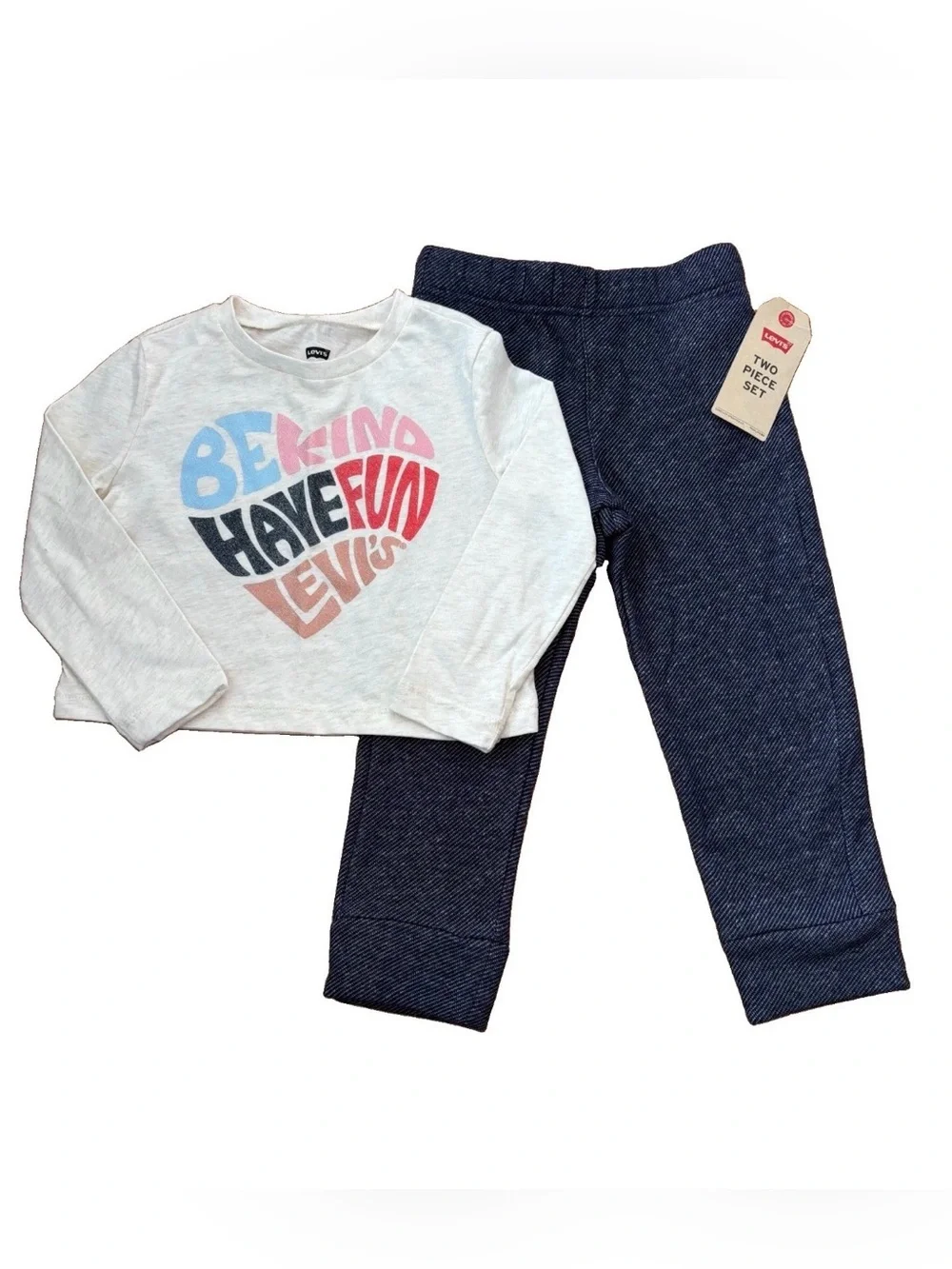Levi’s Little Girls 2-Piece Long Sleeve Tee & Fleece Lined Joggers - 3T